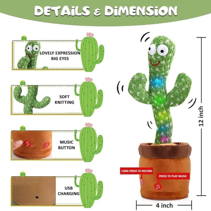 Dancing Cactus Toy with LED Lights β Singing, Talking & Dancing Cactus