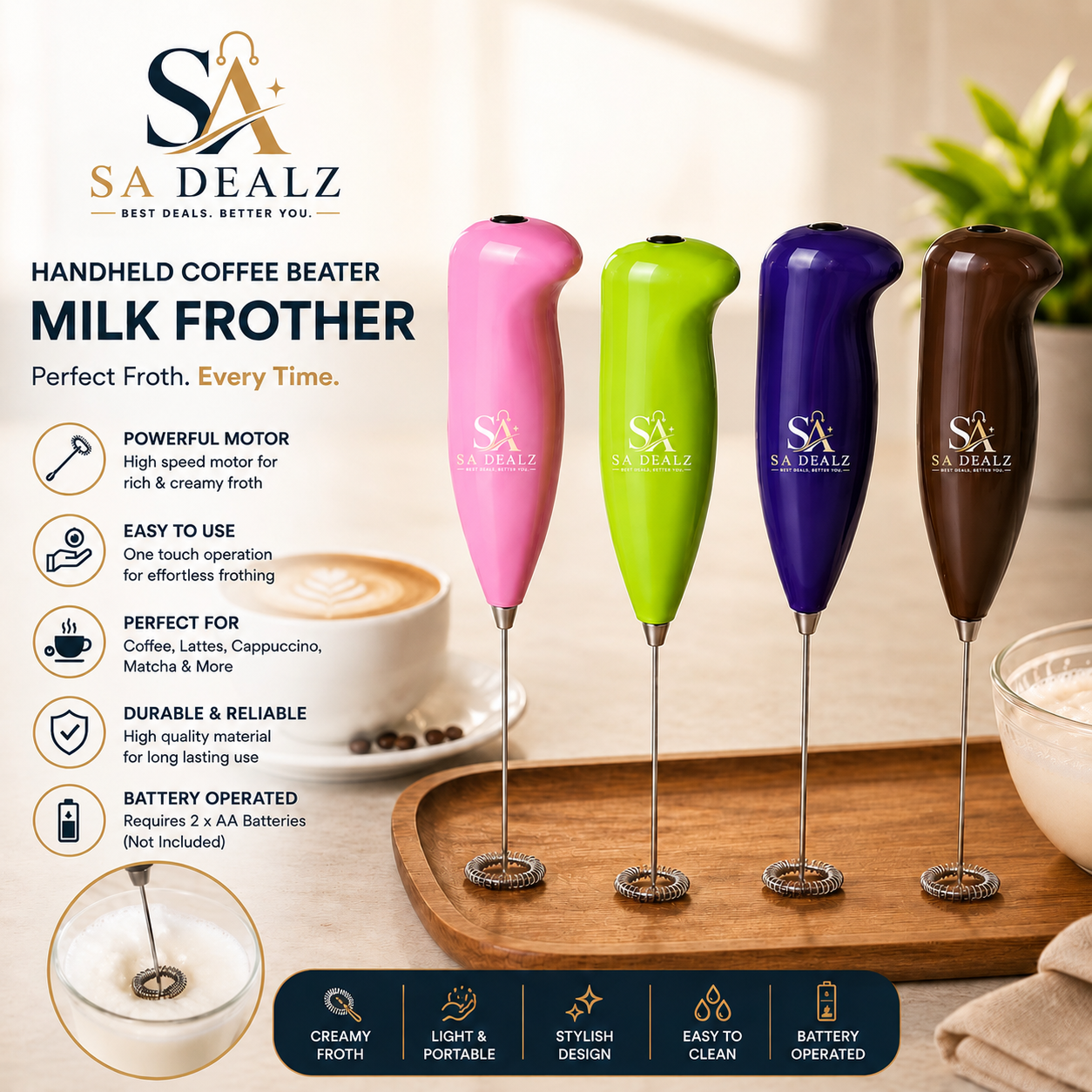 Handheld Coffee Beater – Perfect Froth, Every Time!