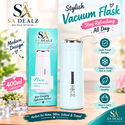Premium 400ml Vacuum Flask – Stylish Hot & Cold Water Bottle