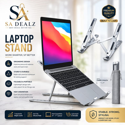 Aluminium Laptop Stand – Adjustable & Ergonomic Laptop Holder