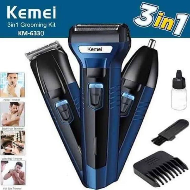 Kemei KM-6330 3-in-1 Grooming Kit – Hair, Body & Nose Trimmer