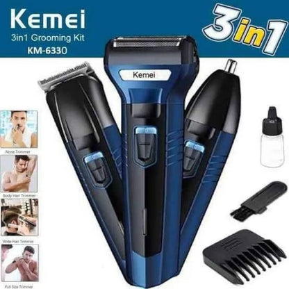 Kemei KM-6330 3-in-1 Grooming Kit – Hair, Body & Nose Trimmer