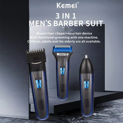 Kemei KM-6330 3-in-1 Grooming Kit – Hair, Body & Nose Trimmer