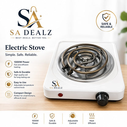 1000W Portable Electric Stove – Adjustable Temperature Hot Plate