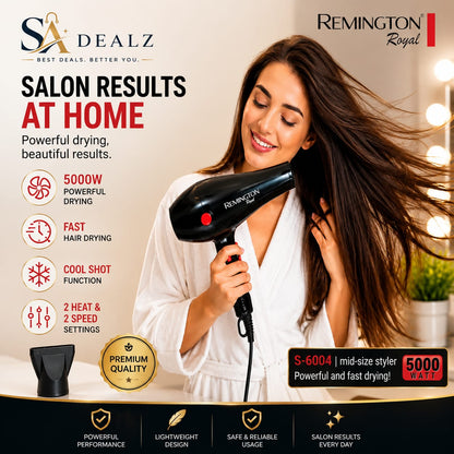 Remington Royal S-6004 Hair Dryer – 5000W Powerful & Fast Drying