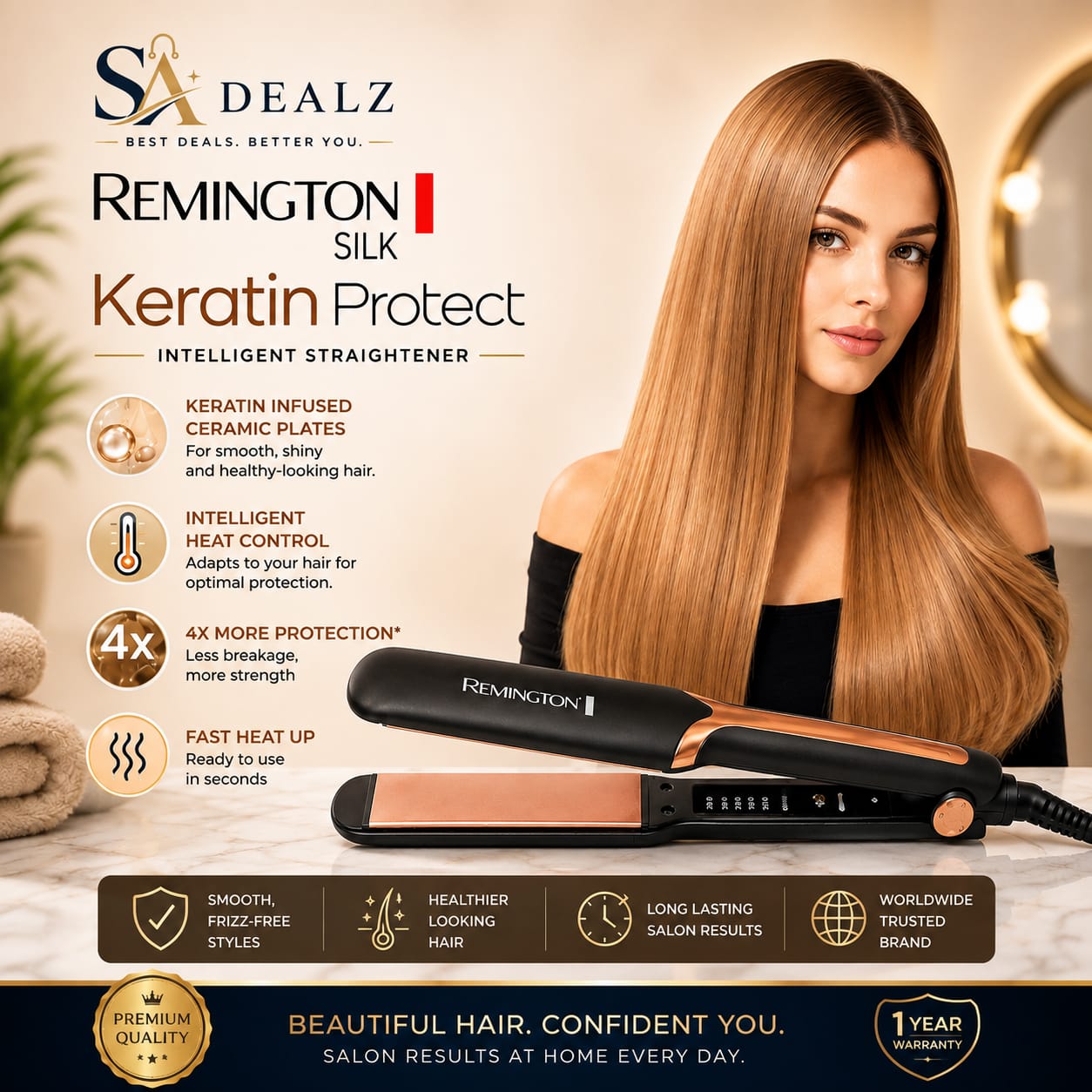 Remington Silk Keratin Protect Intelligent Hair Straightener