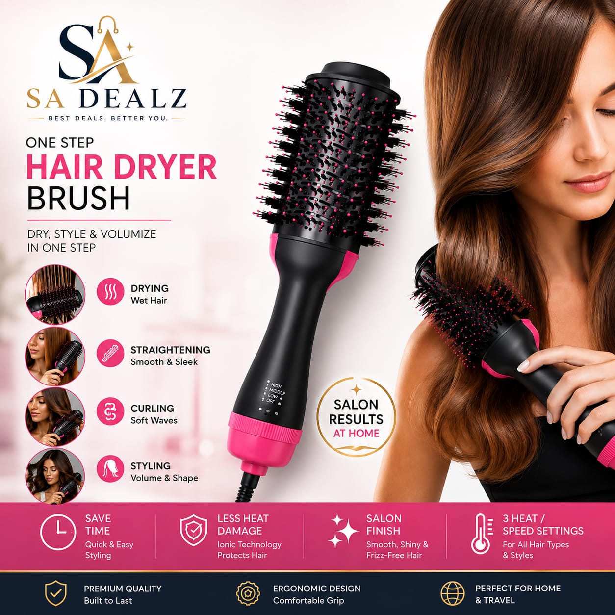 One Step Hair Dryer Brush – Dry, Style, Straighten