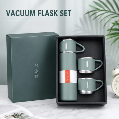 Premium Vacuum Flask Set with 2 Cups – Hot & Cold Drink Set