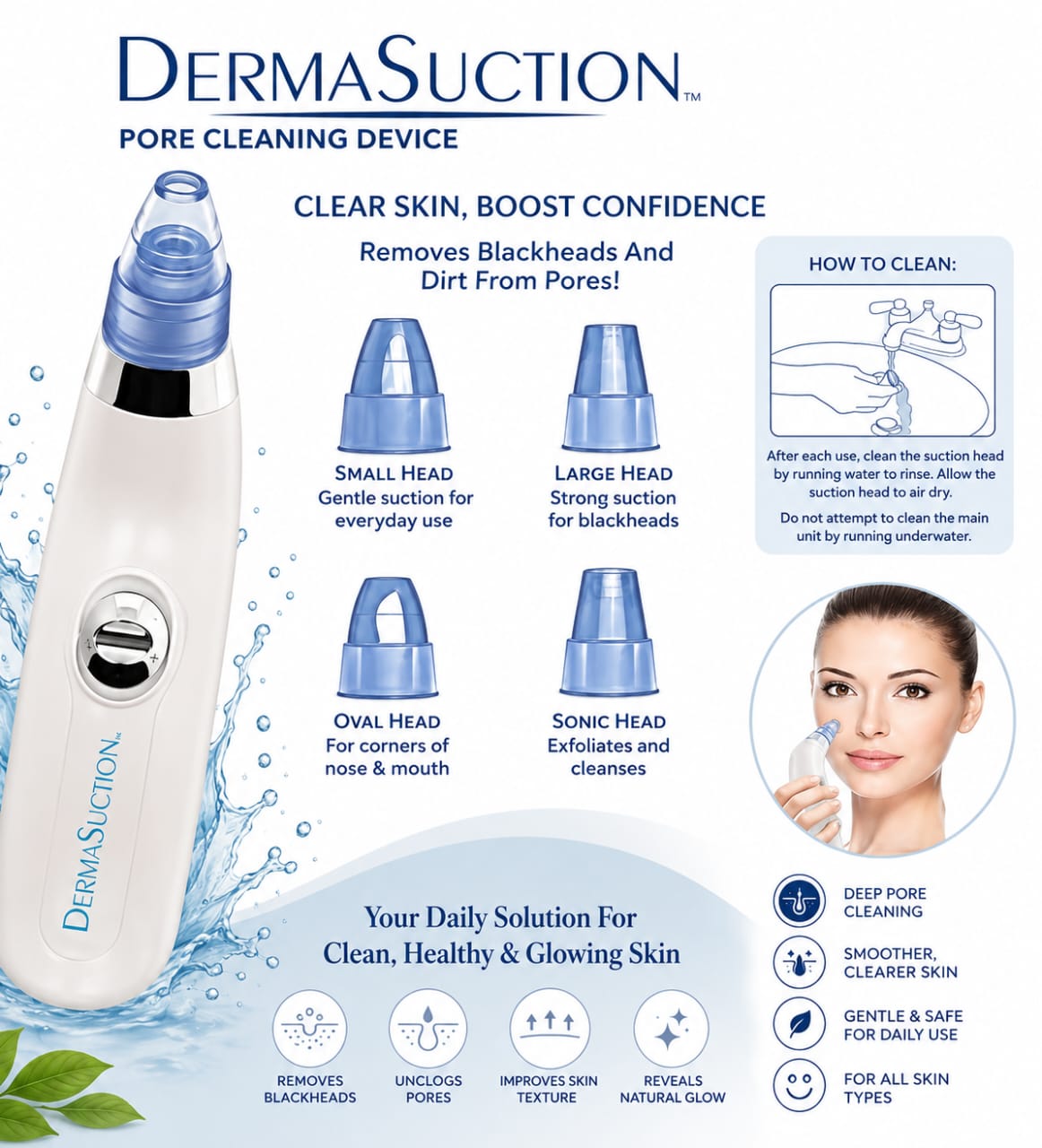 Derma Suction Blackhead Remover – Electric Pore Cleaner & Deep Facial Cleansing Device
