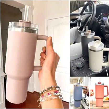 Premium Vacuum Tumbler with Handle – Hot & Cold Travel Mug