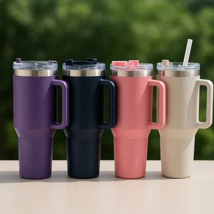 Premium Vacuum Tumbler with Handle – Hot & Cold Travel Mug